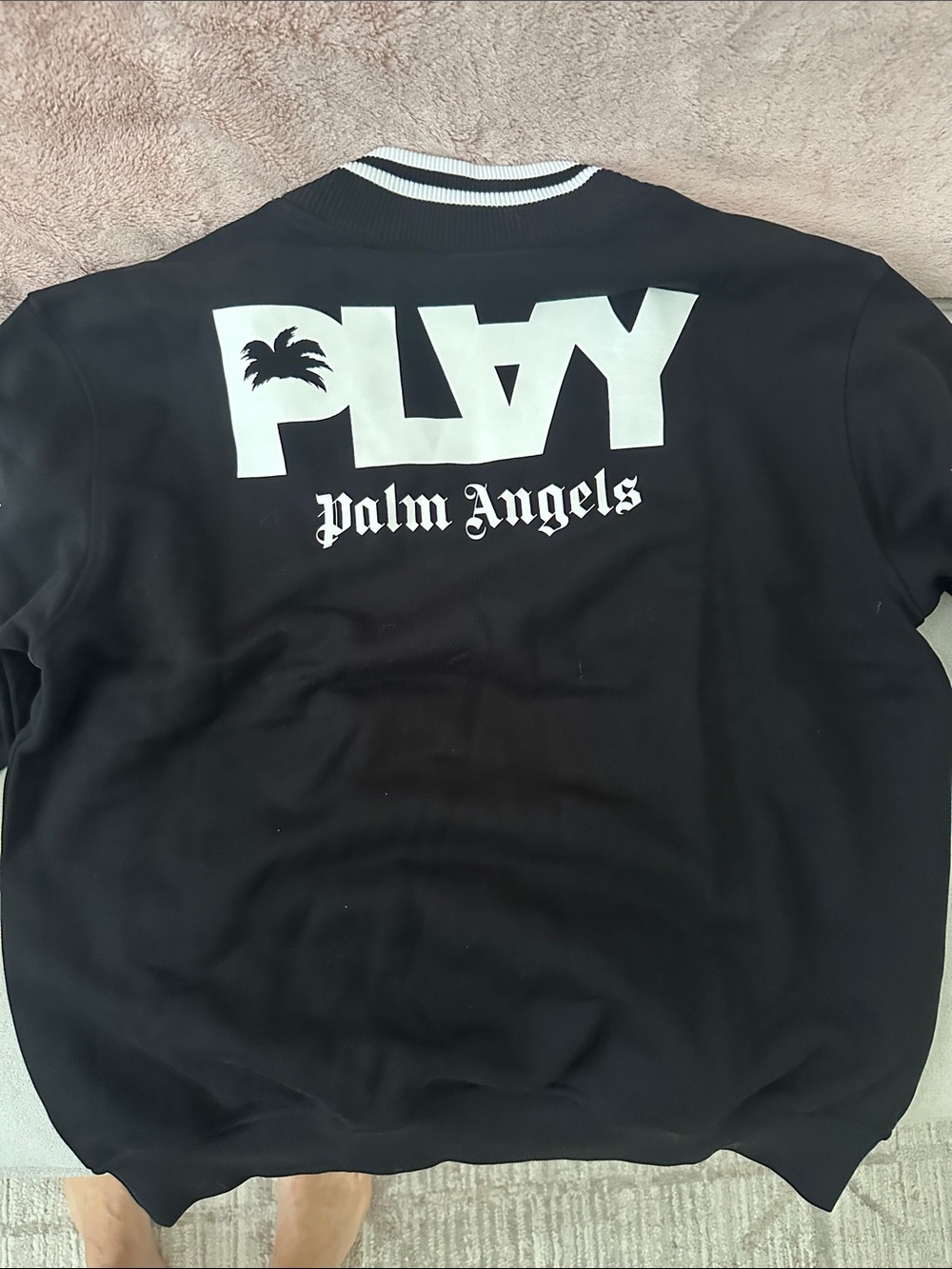 Palm Angels Black Half-Zip Sweater with White Trim and Red Logo - Picture 7 of 7